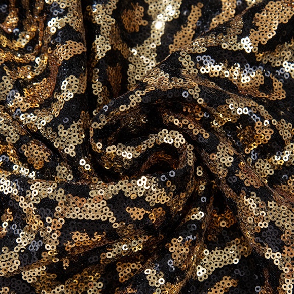 Leopard Print Sequin Mini Skirt - Picture 6 of 9